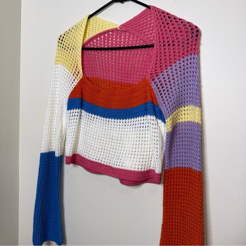 🖤Multicolor Crochet Women's Crop Top - Picture 3 of 5